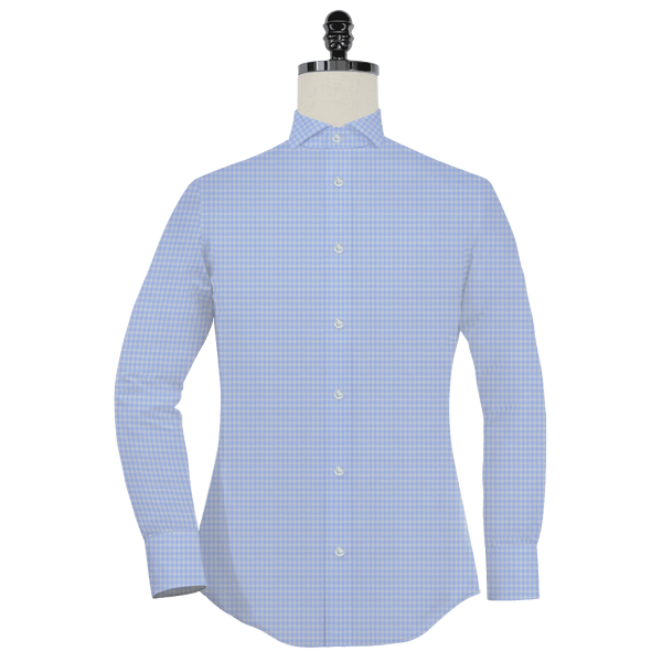Stretch Non Iron Shirt Blue Micro Gingham - Hot Selected Set